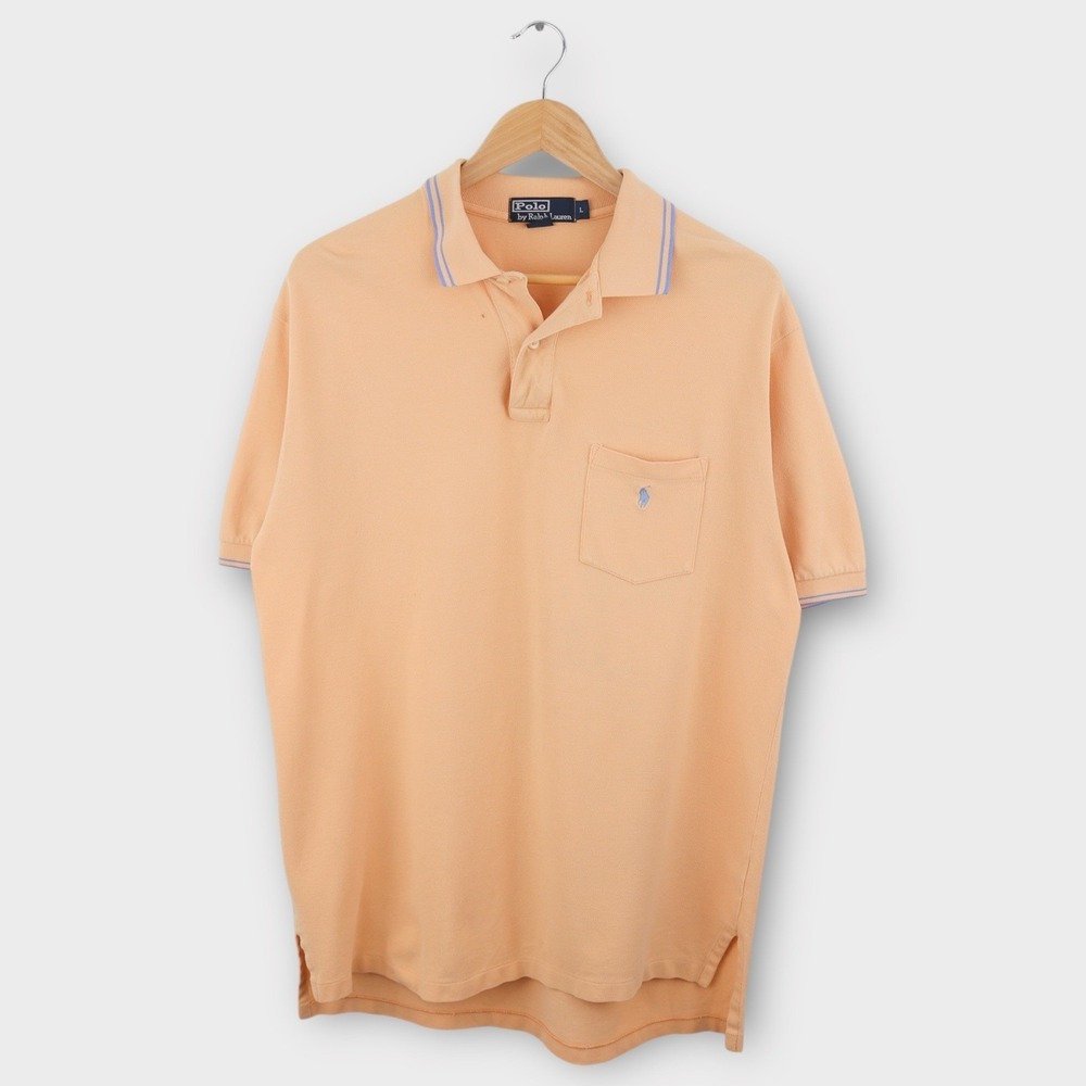 Polo Ralph Lauren Men's‎ Polo Shirt Size Large Peach Orange Pastel Pocket Logo